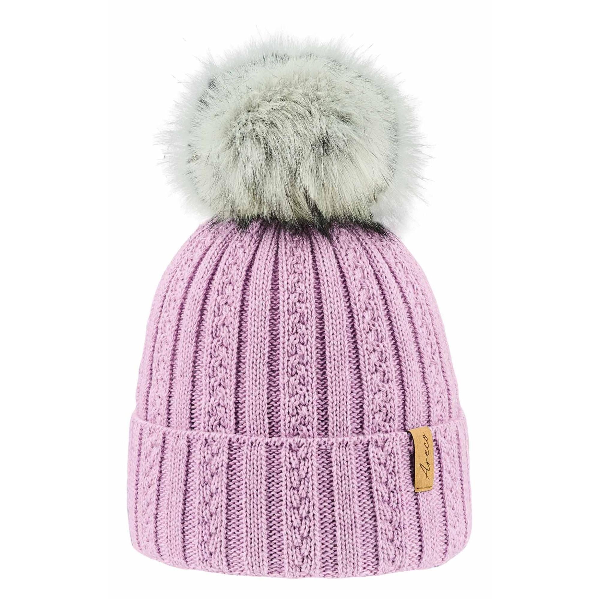 Kinder Pudelmütze mit Kunstfellbommel – Vorderansicht