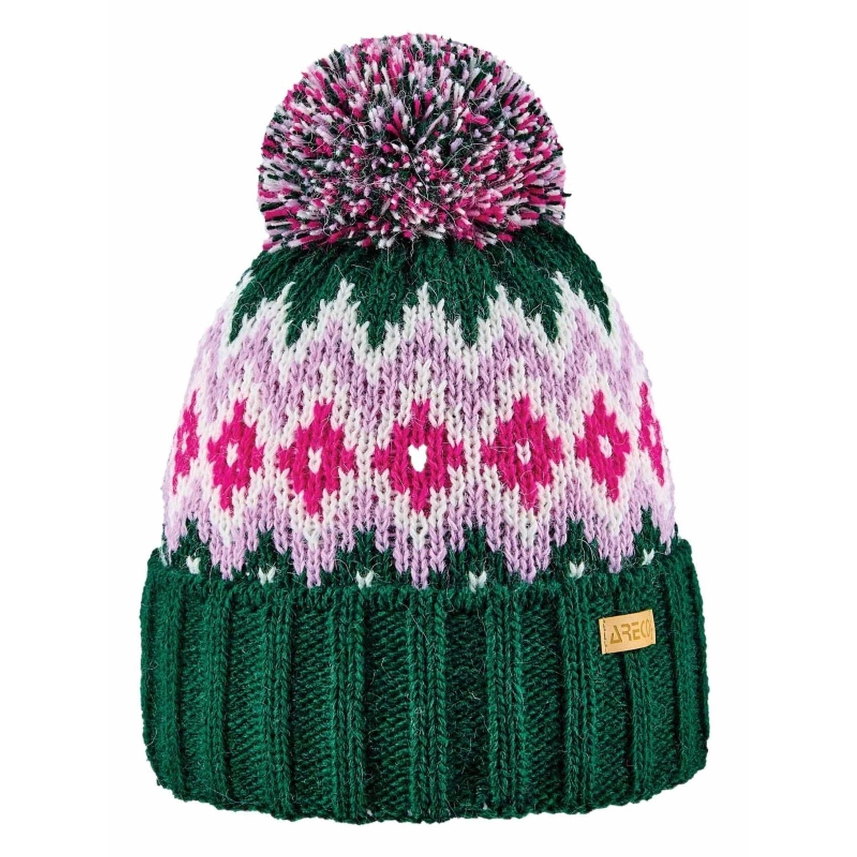 ARECO® Norweger-Strickmütze – Vorderansicht mit winterlichem Karo-Muster