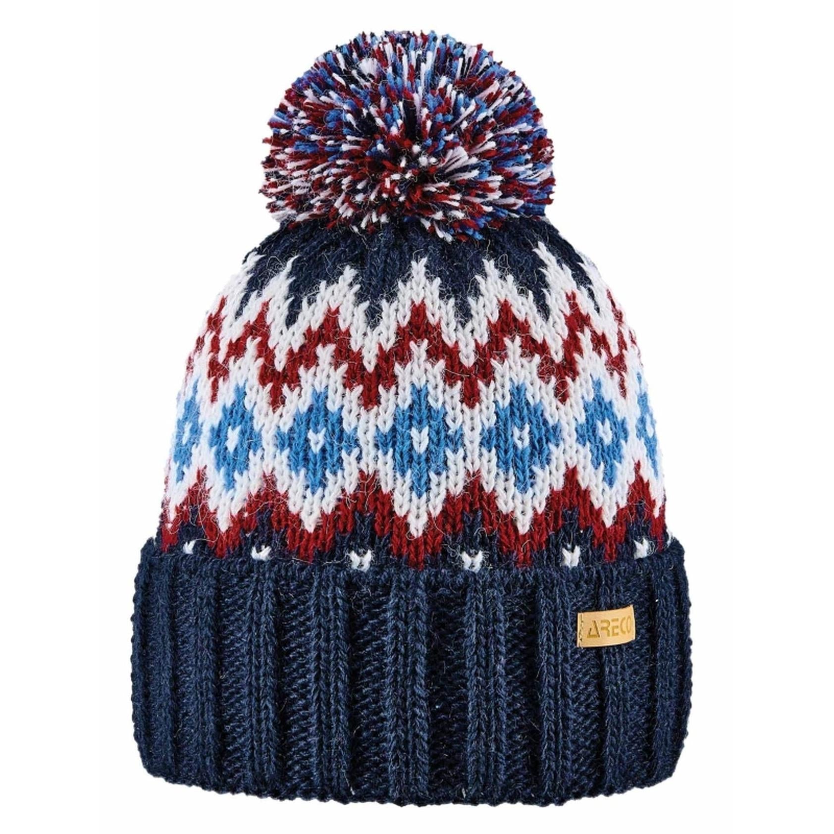 ARECO® Norweger-Strickmütze – Vorderansicht mit winterlichem Karo-Muster