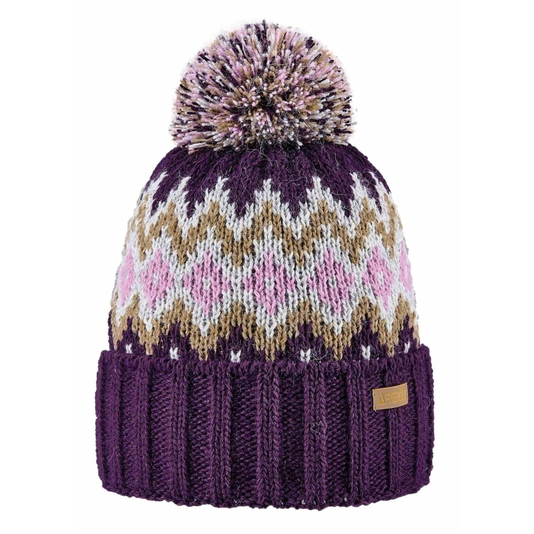 ARECO® Norweger-Strickmütze – Vorderansicht mit winterlichem Karo-Muster