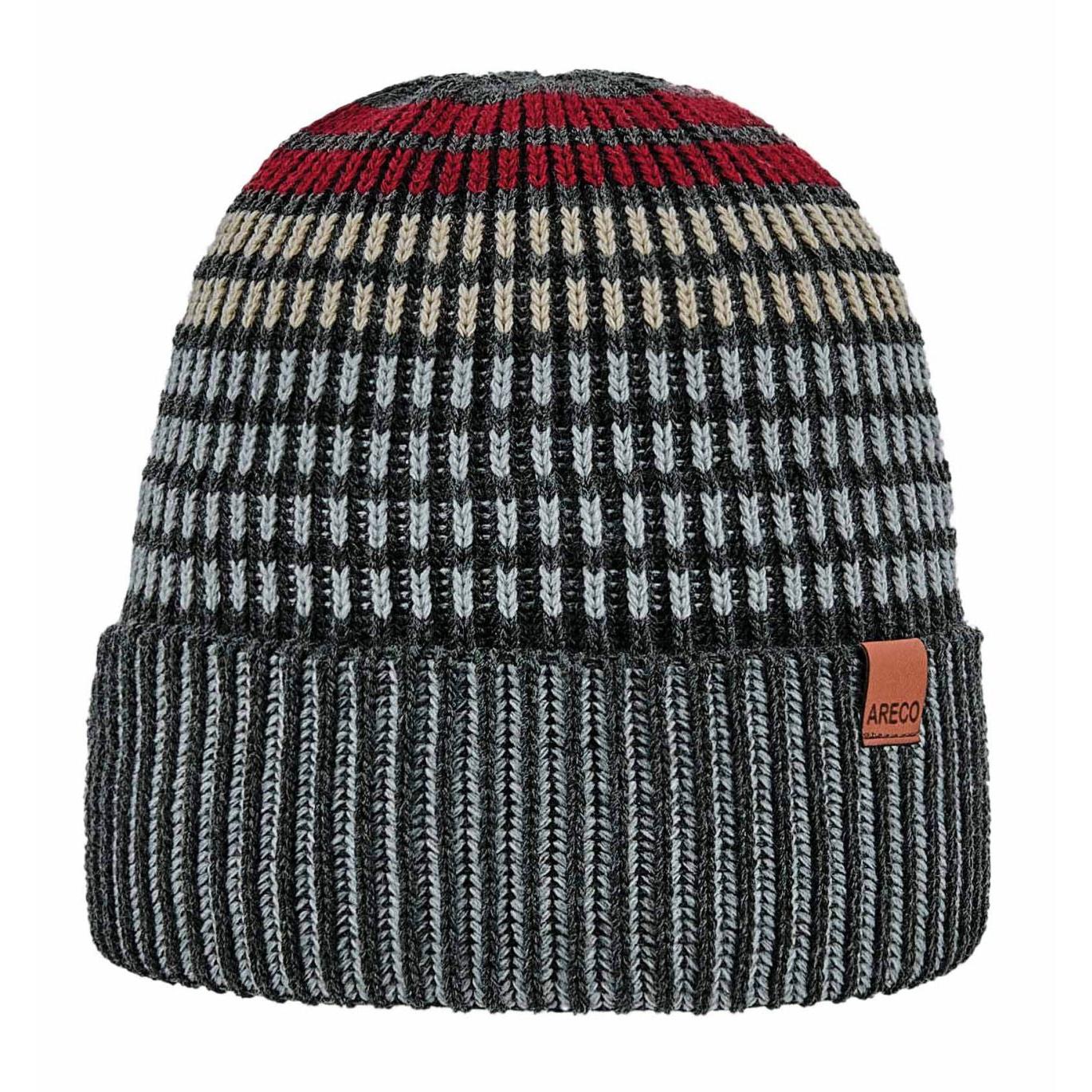 ARECO® Herren Beanie – Frontansicht der Mütze mit Fleeceband