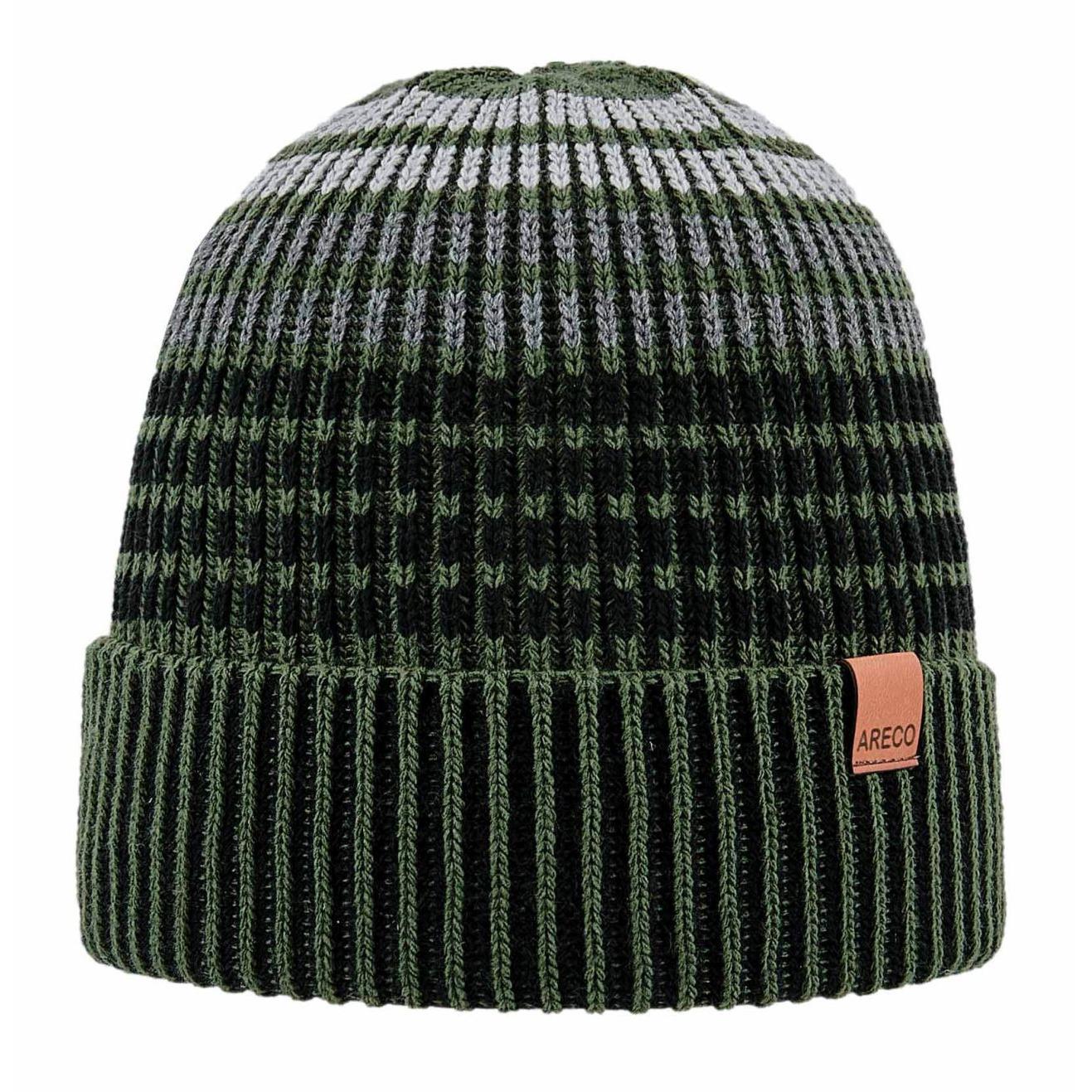 ARECO® Herren Beanie – Frontansicht der Mütze mit Fleeceband