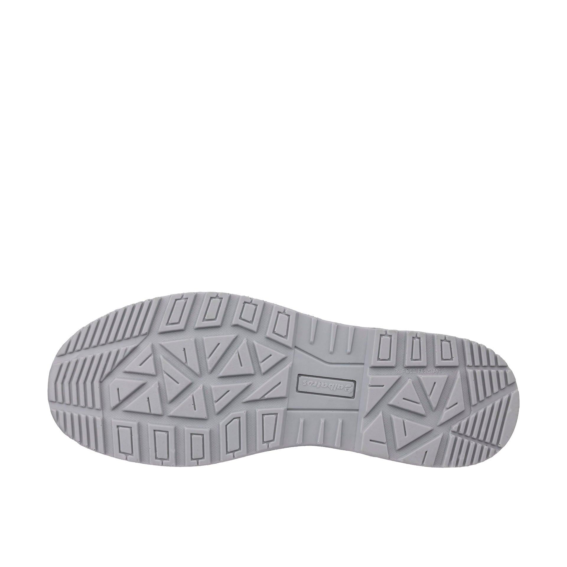 Profilansicht graue ESSENTIALS+ Laufsohle Sicherheitsschuh AXIS GREY LOW