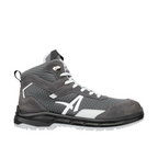 Seitenansicht Sicherheitsschuh AXIS GREY MID in Grau mit weißem Logo und mittelhohem Schaft