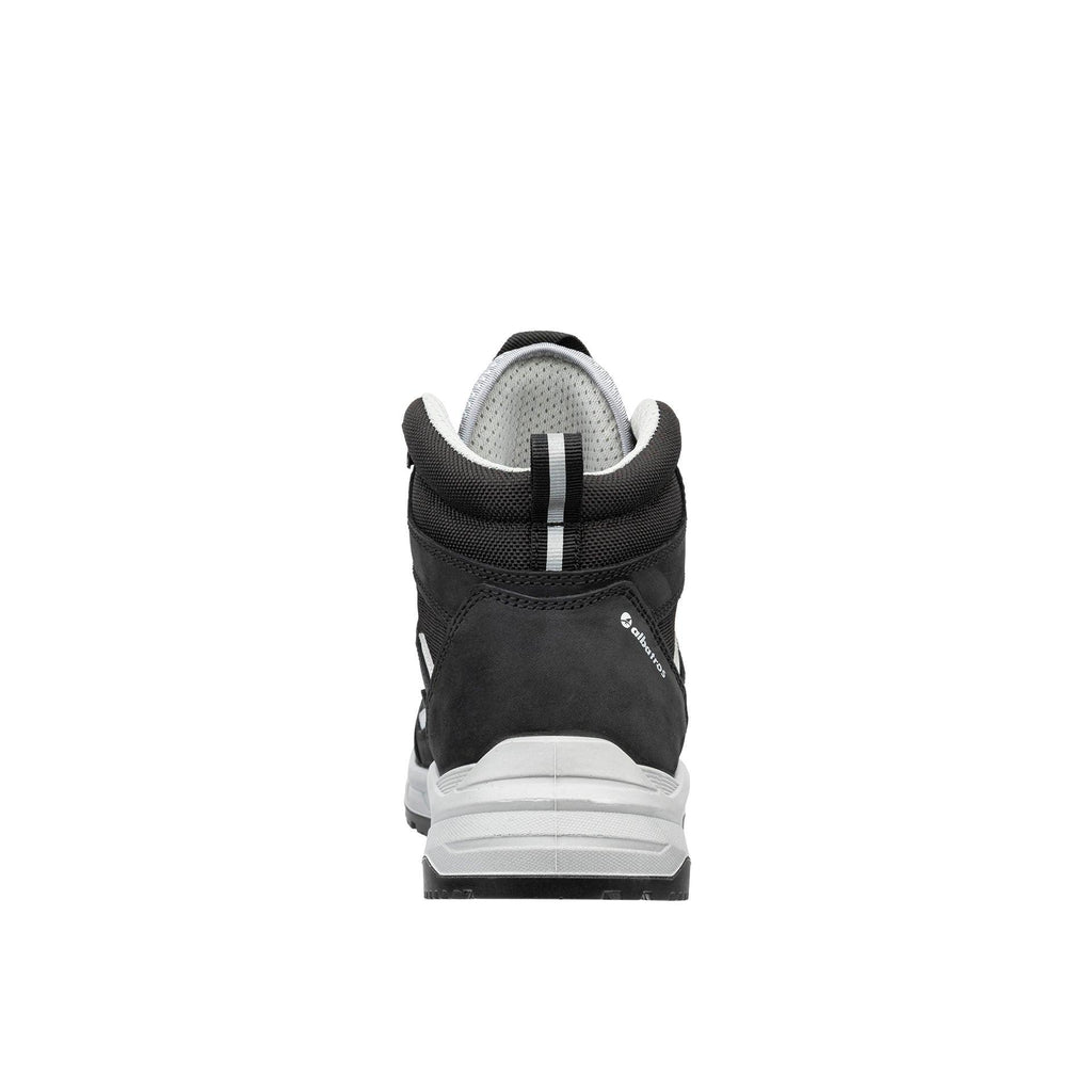 Rückansicht Sicherheitsschuh VECTOR BLK MID mit Fersenlasche und gepolstertem Schaft