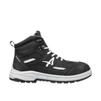 Schrägansicht Sicherheitsschuh VECTOR BLK MID aus Nubukleder mit robusten Textileinsätzen