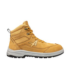 Seitenansicht Sicherheitsschuh VECTOR WHEAT MID in Weizenfarbe mit Stahlkappe und grauer Sohle