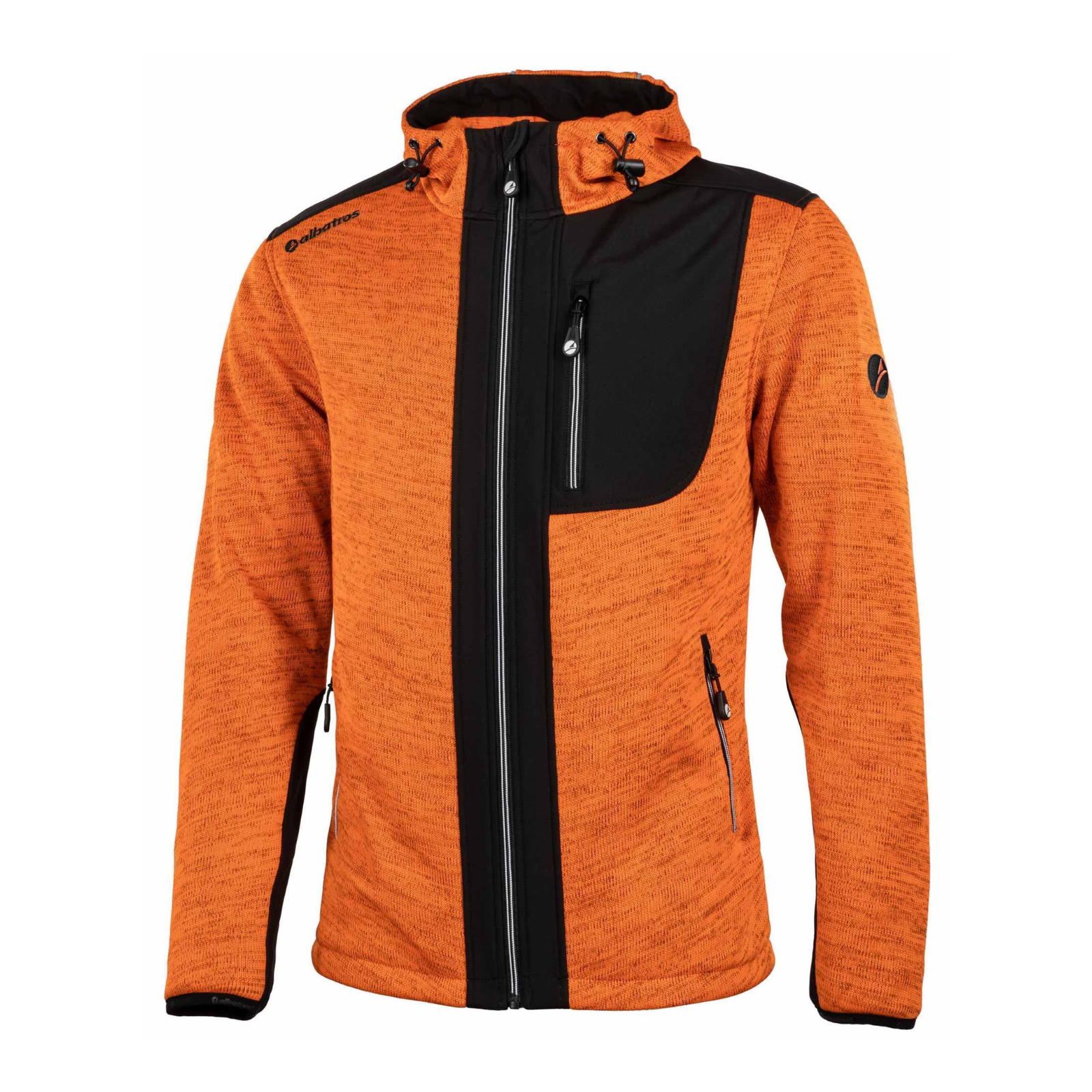 ALBATROS  Strickfleecejacke Kapuzenjakce  NAVARRA 264410 orange-schwarz Herrenjacke