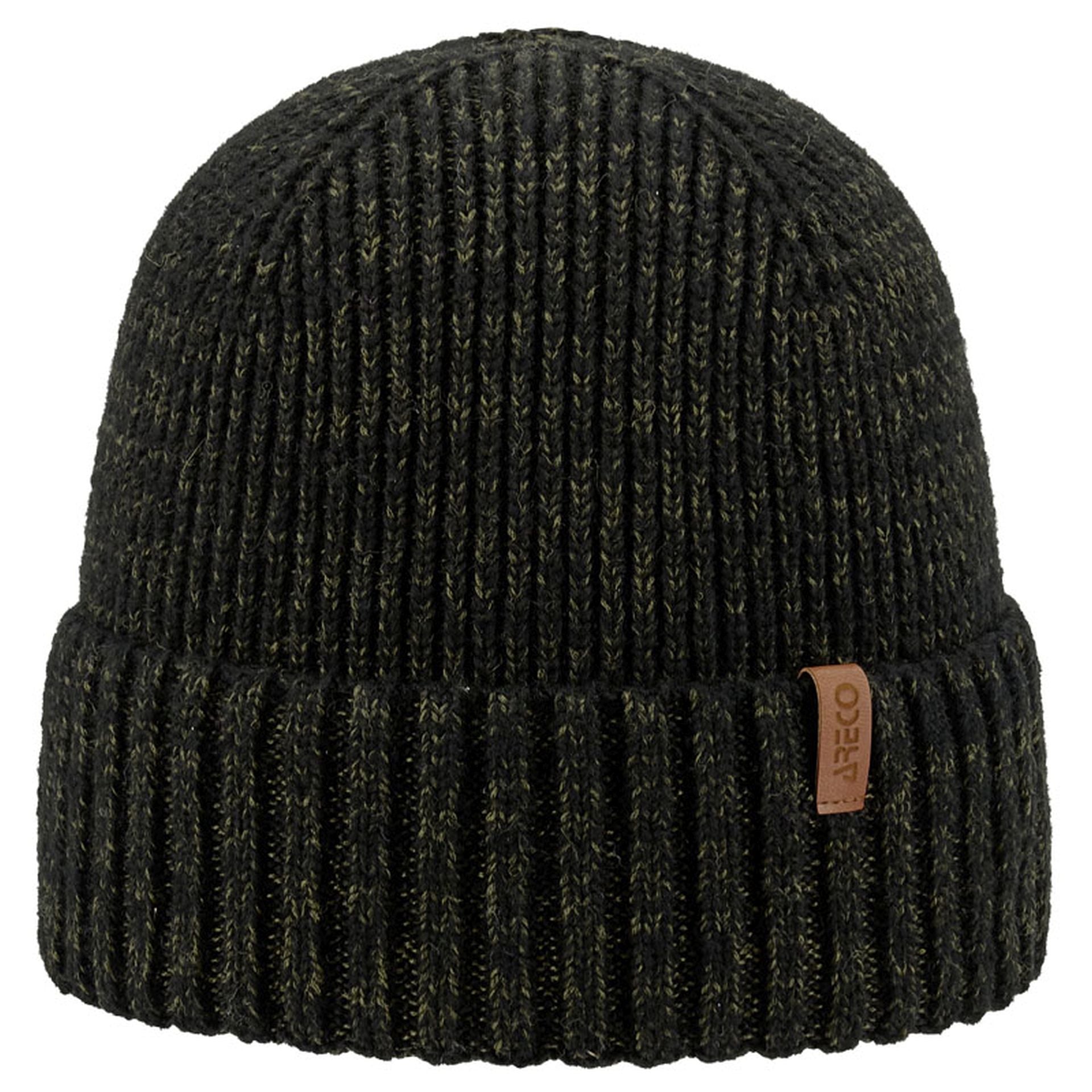 Vorderansicht moosgrüne Beanie aus Merinowollmix von ArecoSPORTS