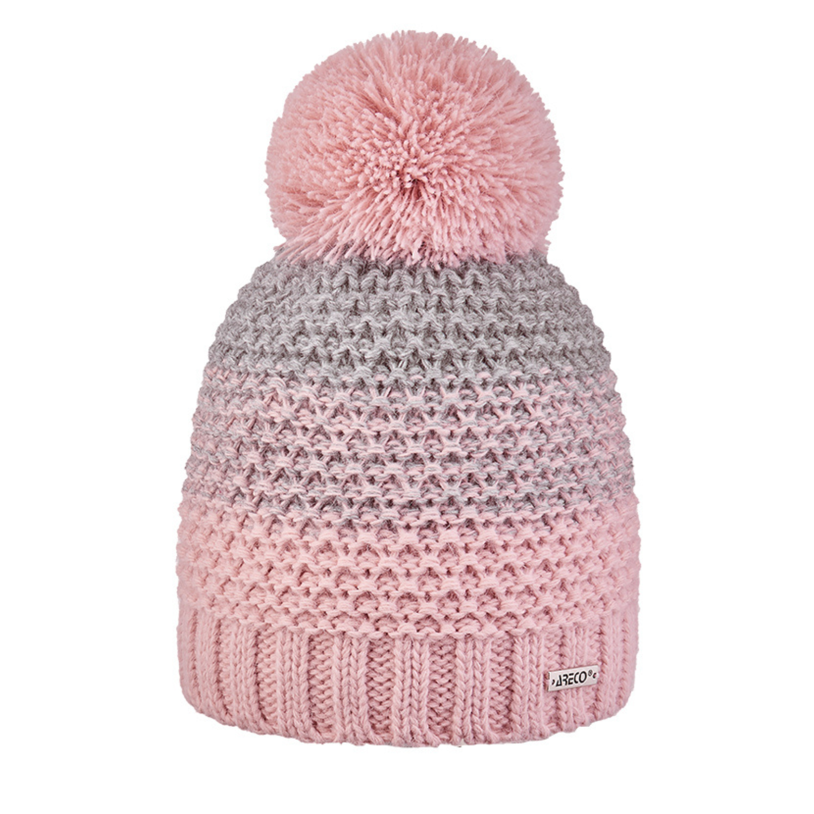 Rosa ARECO Damen-Pudelmütze mit abnehmbarem Bommel und Fleecefutter, Vorderansicht