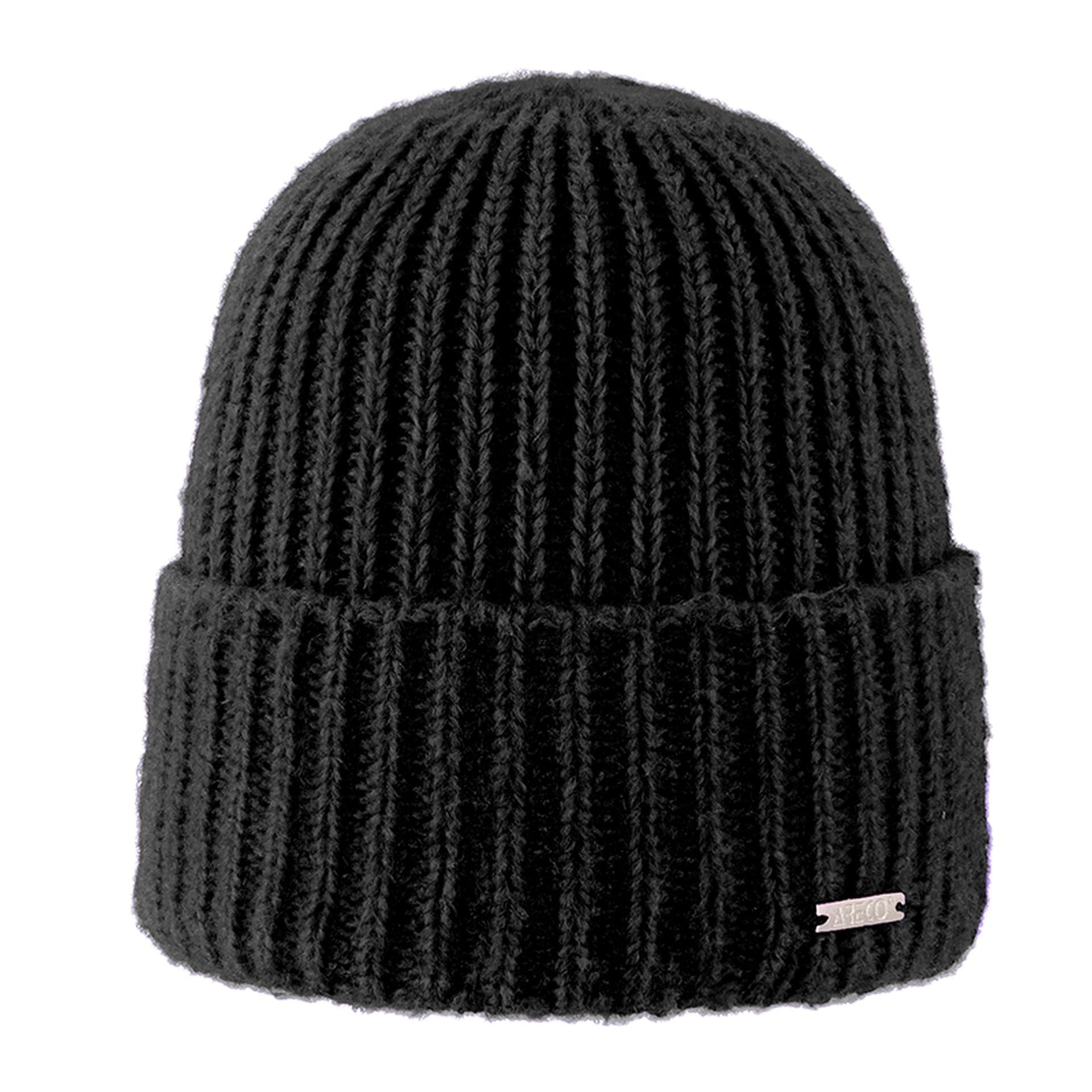 Schwarze ARECO Damen Beanie Fleecy in Frontansicht