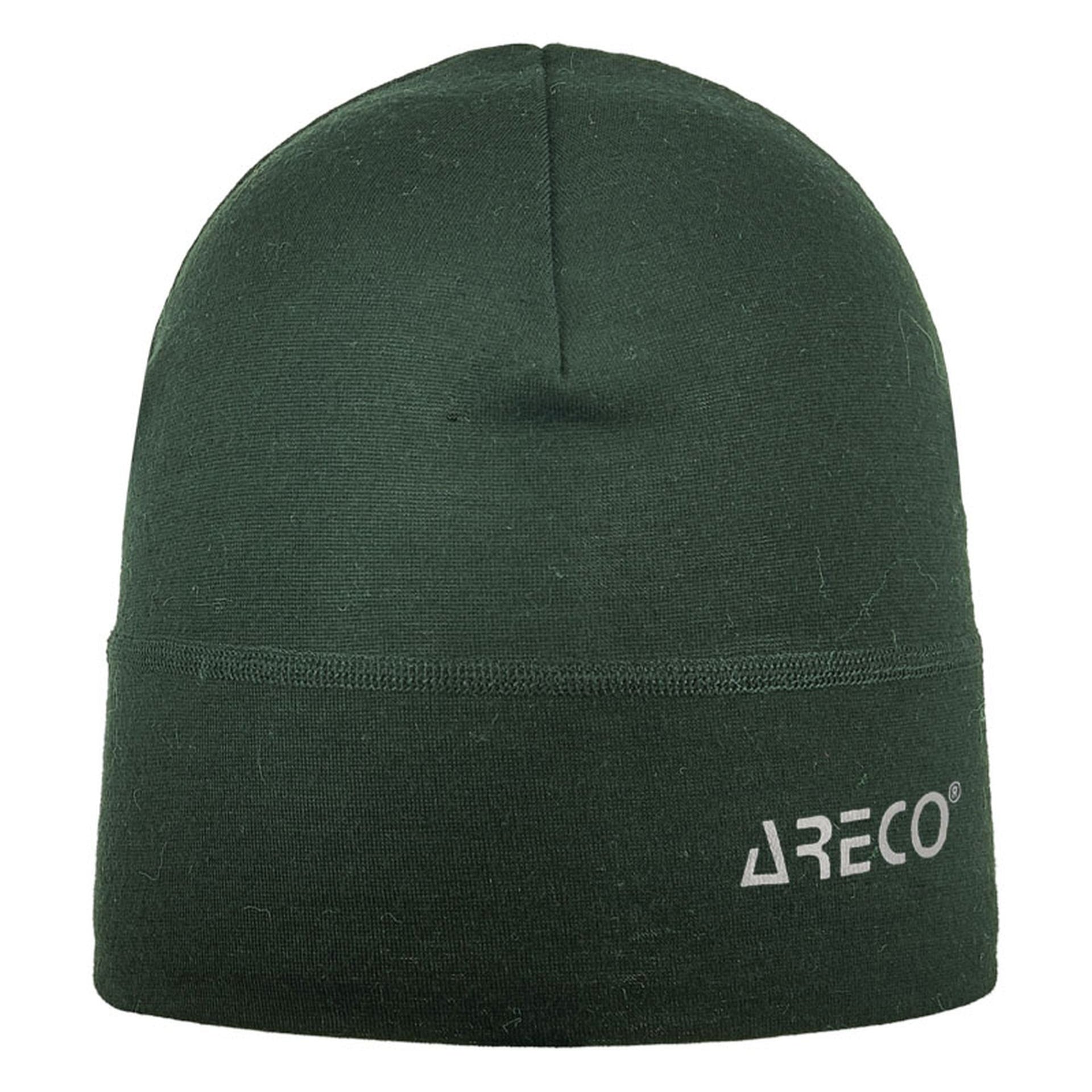 Vorderansicht grüne Merino-Laufmütze von ArecoSPORTS
