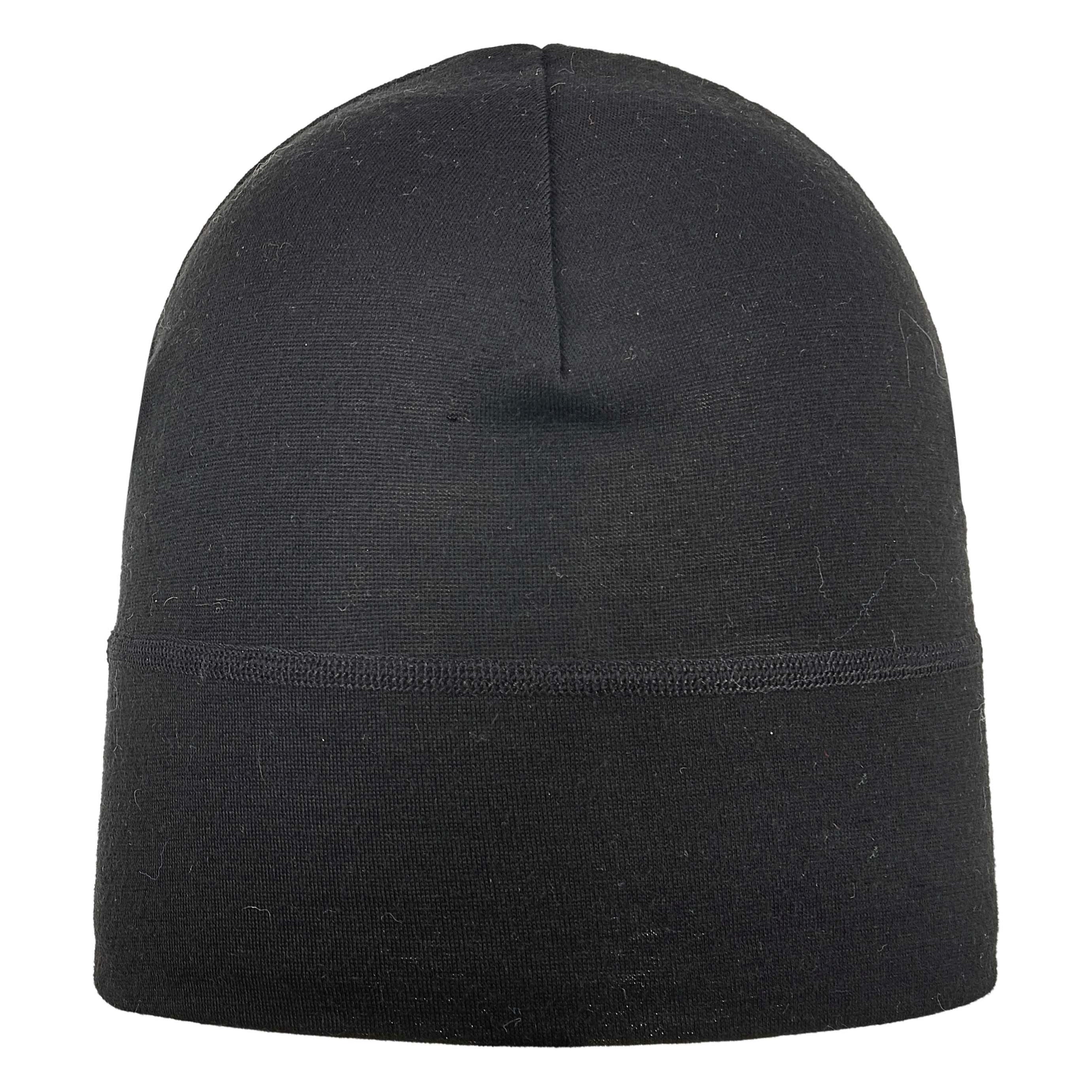 Schwarze ARECO Merino-Mütze in Einheitsgröße, Frontansicht