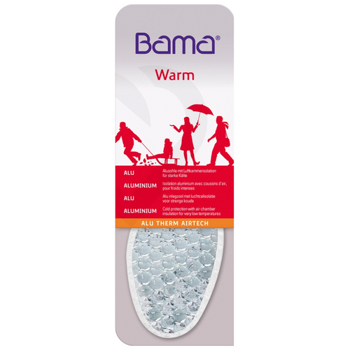 Verpackung der BAMA AluTherm-Airtech Wintersohle mit silberner Alu-Oberfläche, luftgepolstert und für starken Kälteschutz konzipiert