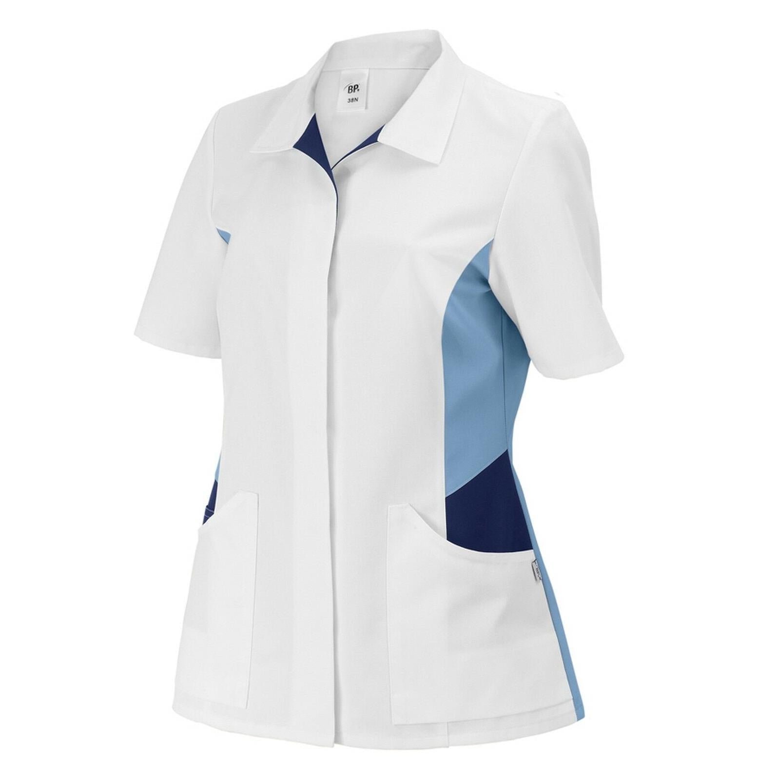 BP® Damen-Kasack 1665 weiß / hellblau regular fit Damen Kasack