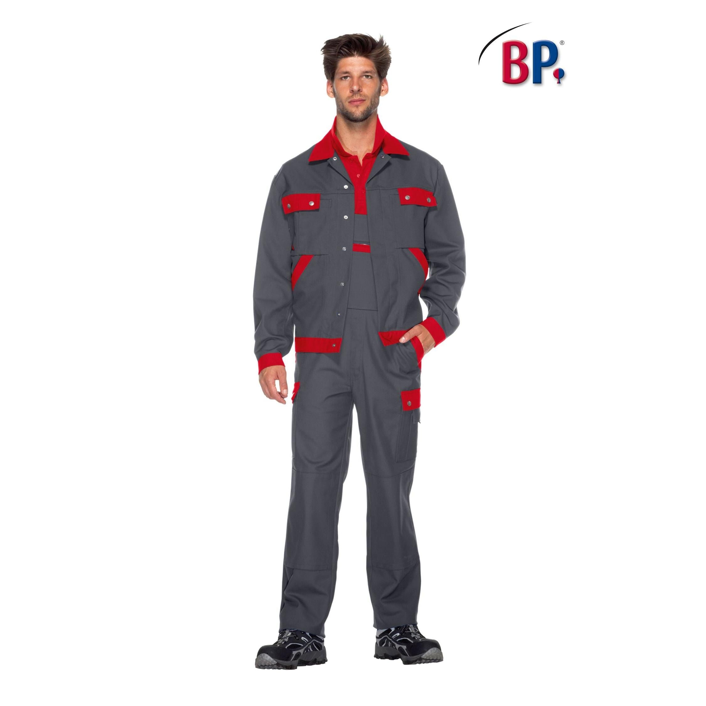 BP® Komfort-Arbeitsjacke1454 dunkelgrau / rot regular fit Herren Berufsjacke