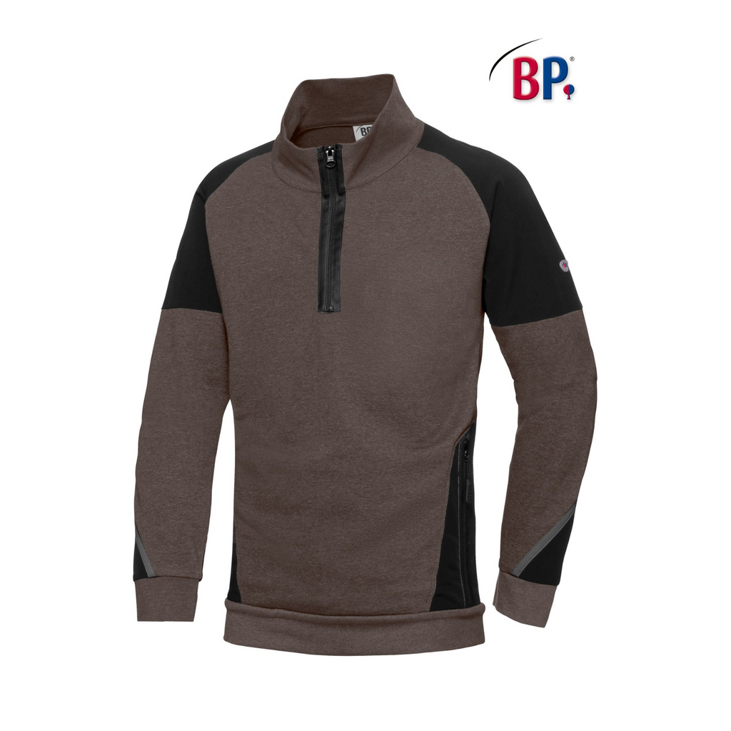 BP® Sweatshirt-Troyer 1828 falke/schwarz unisex modern fit Troyer Sweater