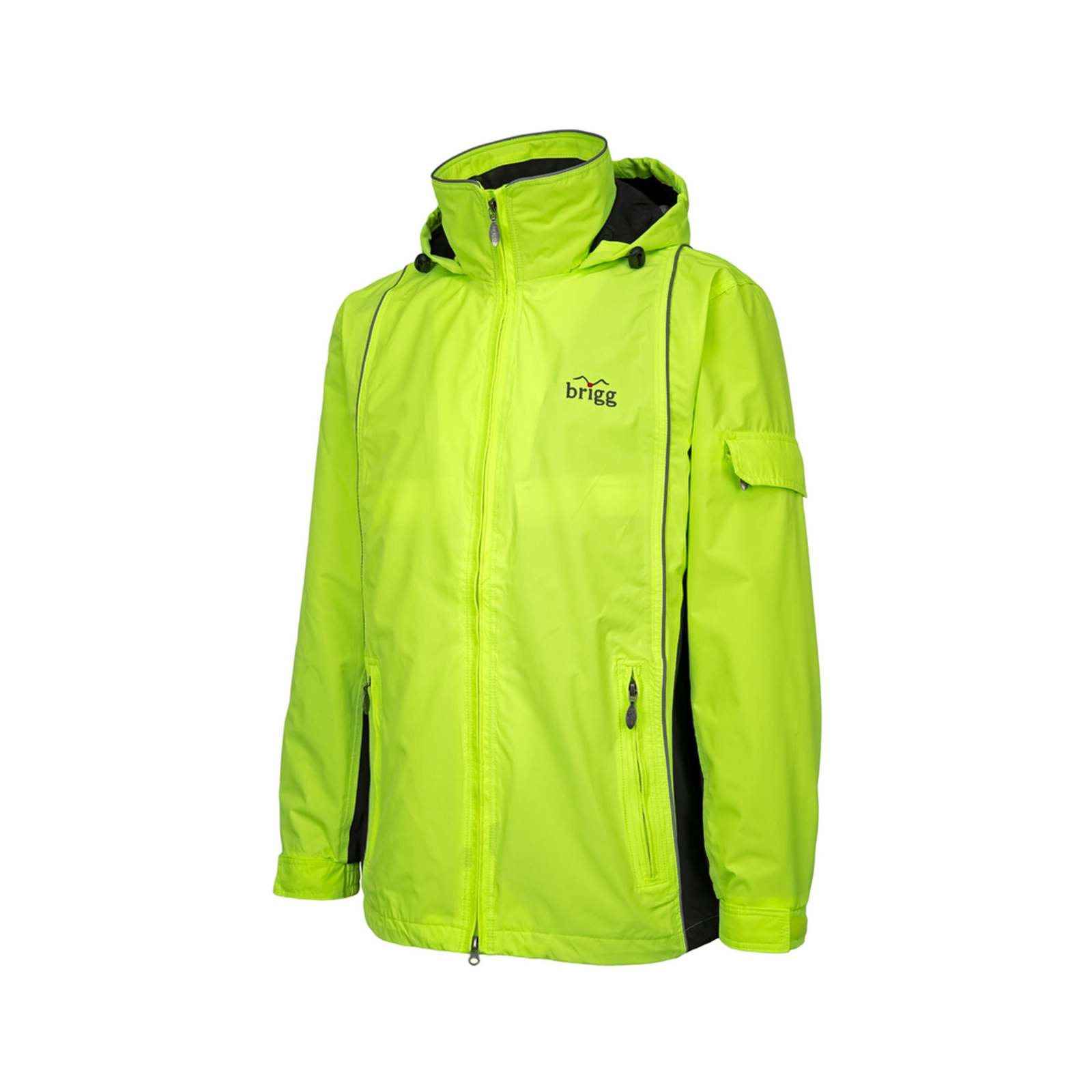 Seitenansicht der Brigg Damen Outdoorjacke in Neongelb/Asphalt