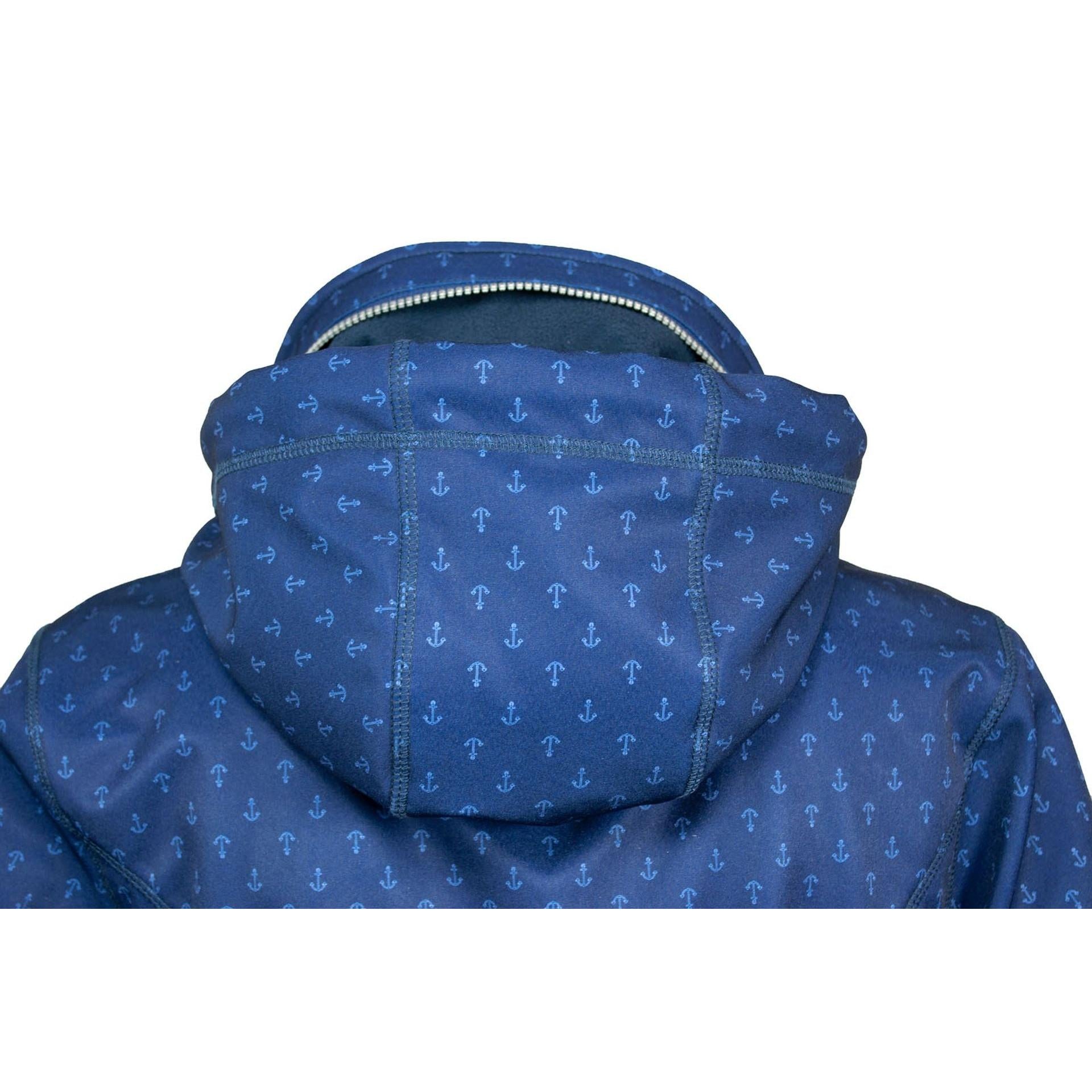 Brigg Damen Softshellmantel STINE – Kapuzenrückseite mit dezentem Muster und maritimem Look
