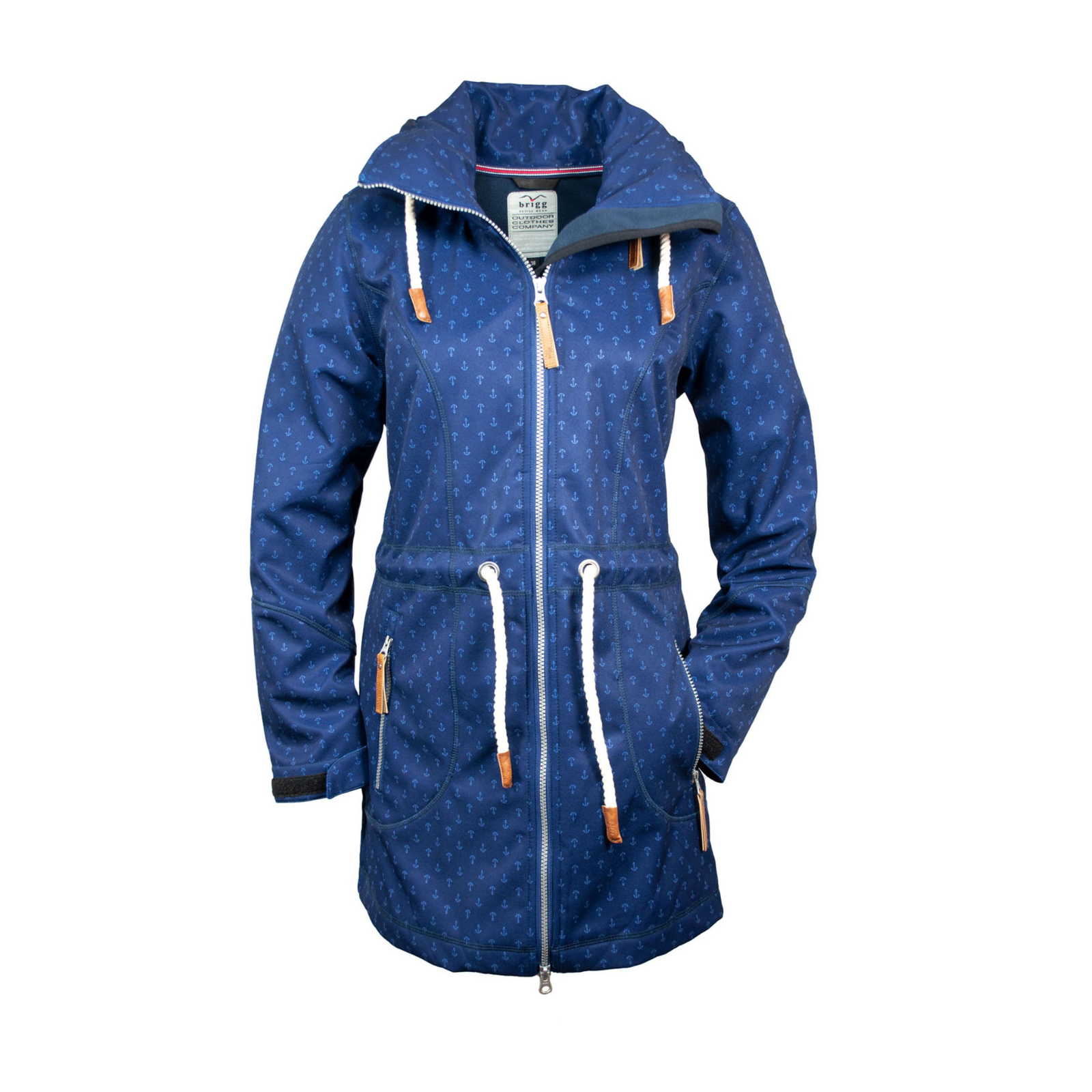 Brigg Damen Softshellmantel STINE in Navy mit maritimem Design und verstellbarer Taille