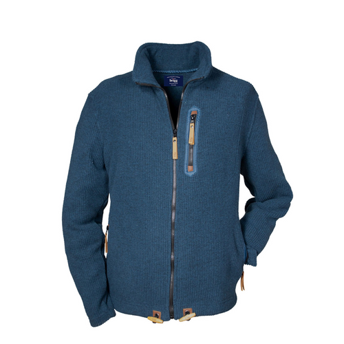 Vorderansicht der Brigg Herren Fleecejacke in Blau-Meliert