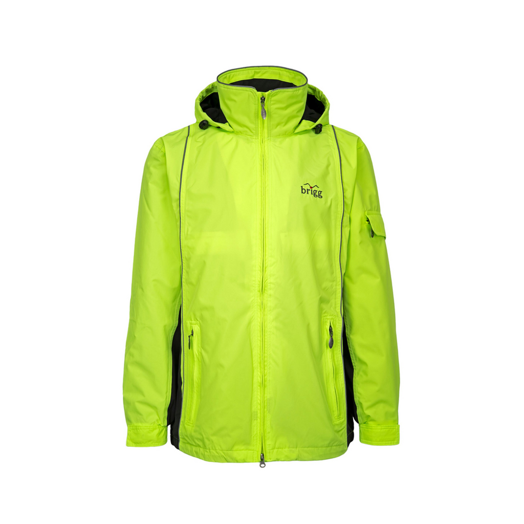 Vorderansicht der Brigg Herren Outdoorjacke in Neongelb mit Reflexdetails