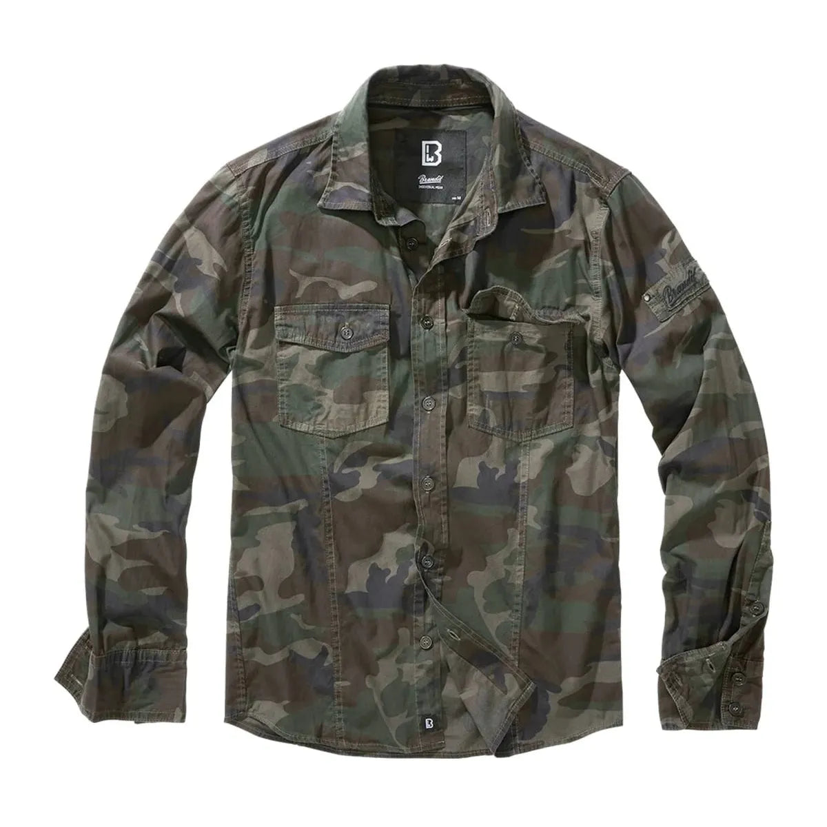 Vorderansicht Brandit Slim Fit Shirt Longsleeve woodland