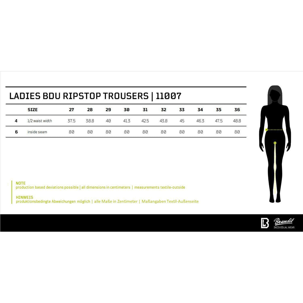 Brandit Women BDU Ripstop Pants 11007 black Damen Hose Cargohose