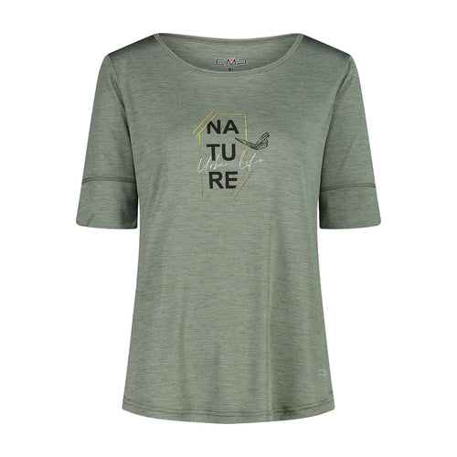 Damen 3/4-Arm T-Shirt mit Print – salvia meliert