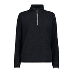 Vorderansicht Damen Fleecepullover ArcticFleece nero melange mit Half Zip
