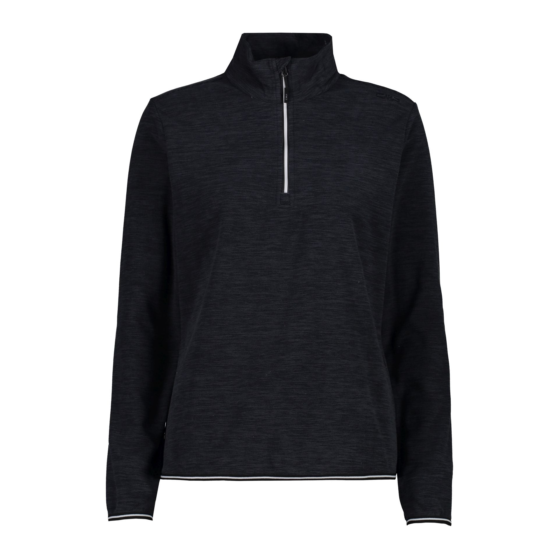 Vorderansicht Damen Fleecepullover ArcticFleece nero melange mit Half Zip
