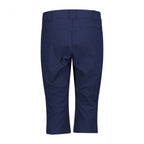 Rückansicht der blauen Damenhose mit Reißverschluss-Gesäßtasche