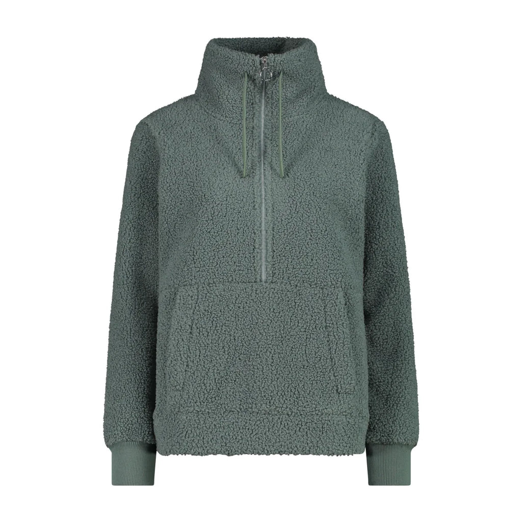 Damen HighLoft Fleecepullover mineral mit Half-Zip – Vorderansicht
