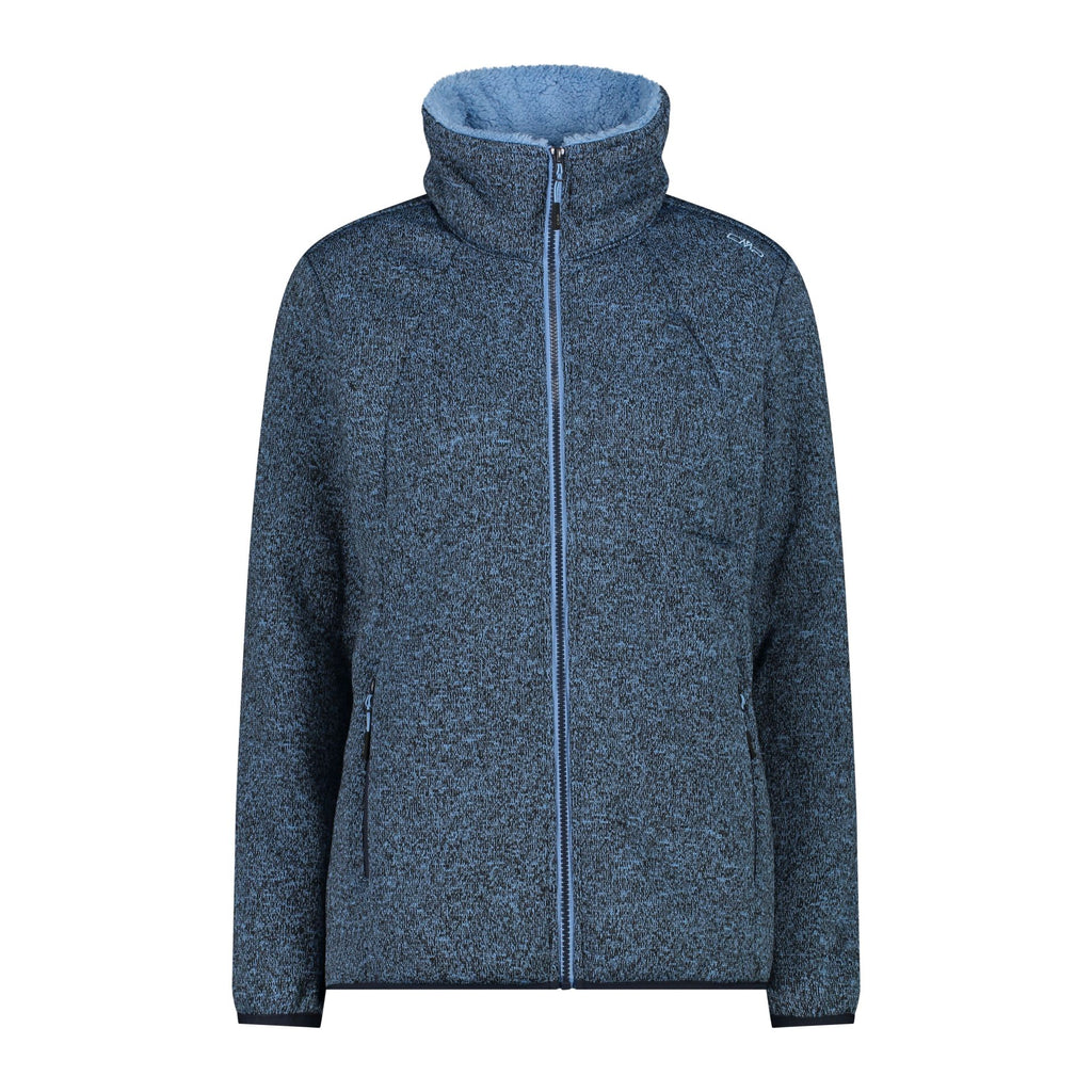 Vorderansicht Damen Hybrid Fleecejacke Niagara-Blue mit Reißverschluss
