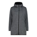 CMP Damen Hybrid Parka Fix Hood – Vorderansicht mit fester Kapuze und verdecktem Reißverschluss in alluminio-nero