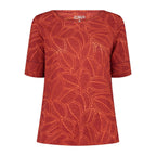 Damen BurnOut T-Shirt in granata – Vorderansicht mit Rundhalsausschnitt