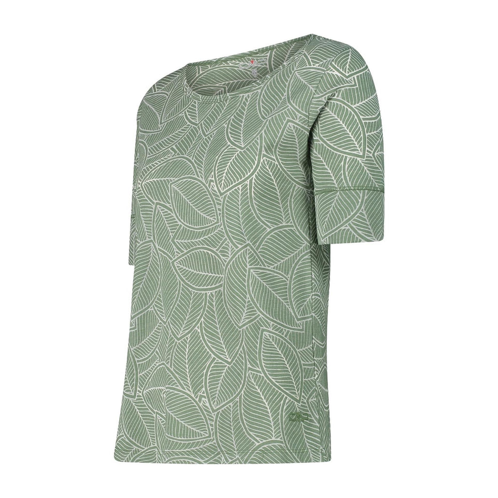 Seitenansicht vom locker geschnittenen Damen T-Shirt salvia