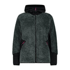 Damen HighLoft Fleecejacke mit Kapuze – Vorderansicht mit Reißverschluss und Kapuze in mineral