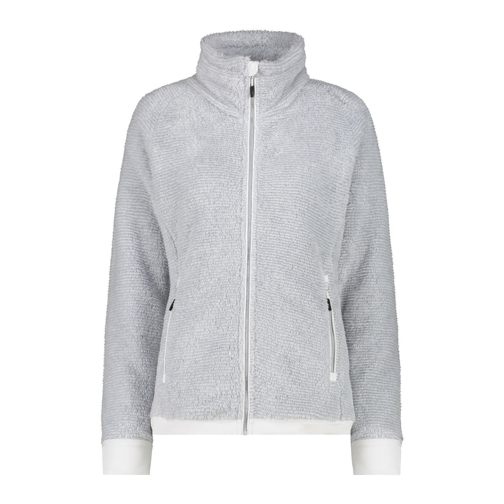 Vorderansicht der Damen HighLoft Fleecejacke in alluminio-bianco