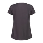 Rückansicht Damen T-Shirt mit Knopfleiste