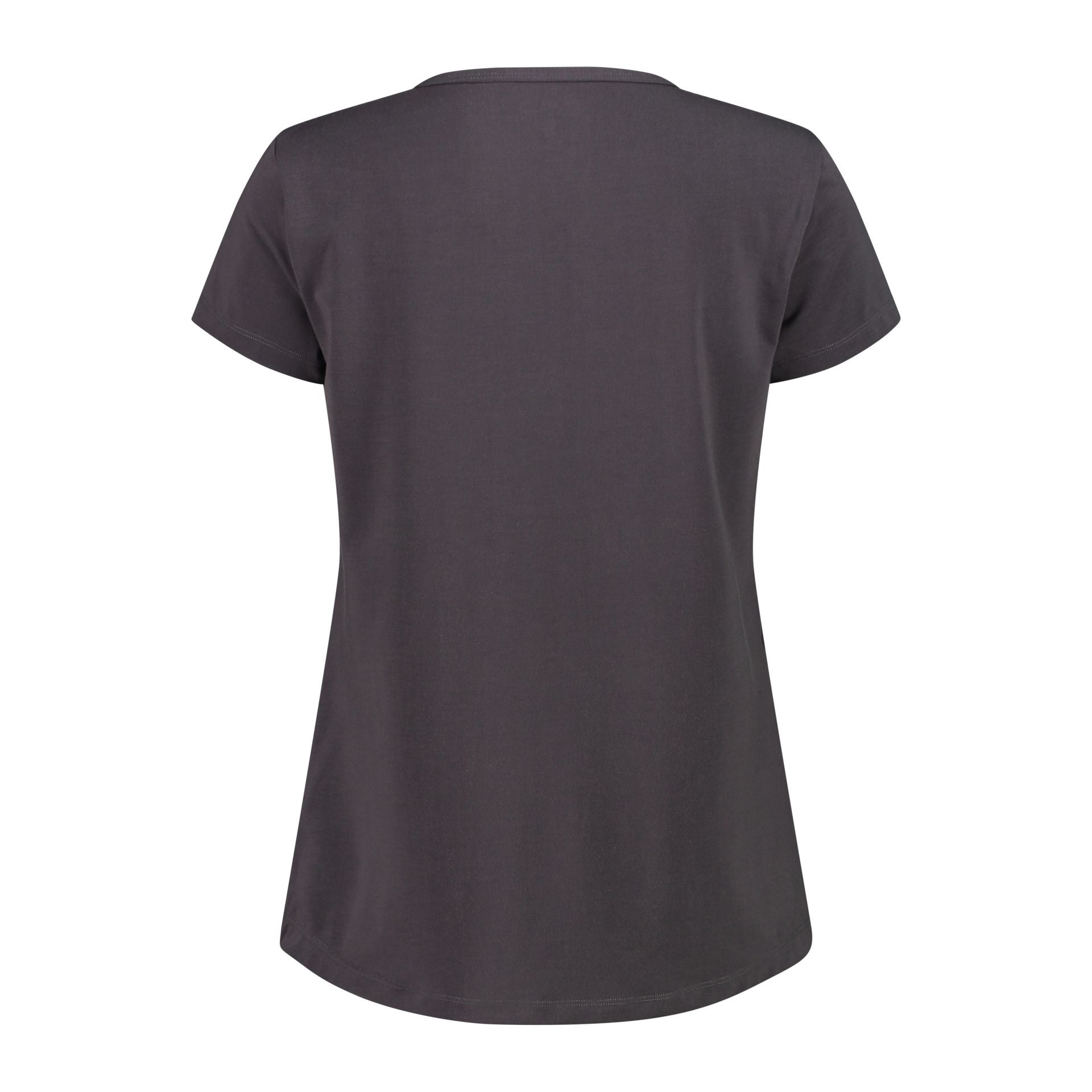 Rückansicht Damen T-Shirt mit Knopfleiste