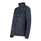 Seitenansicht kuschelige Damen Fleecejacke KnitTech® B.Blue Mel.