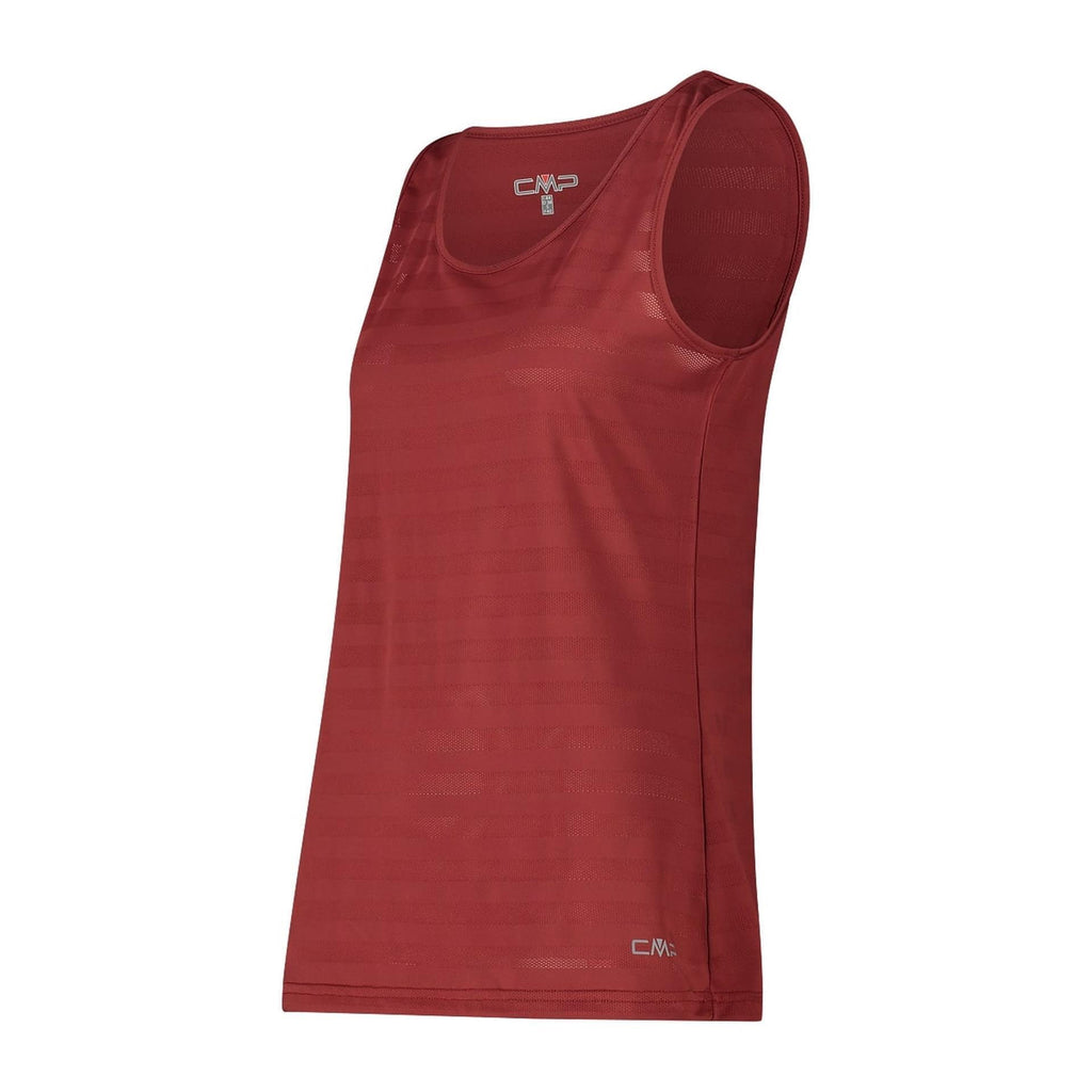 Atmungsaktives granatafarbenes Damen Tanktop mit Stretch von der Seite