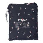 Kompakt verpackte Jacke in Seitentasche mit CMP-Logo und Funktionssymbolen