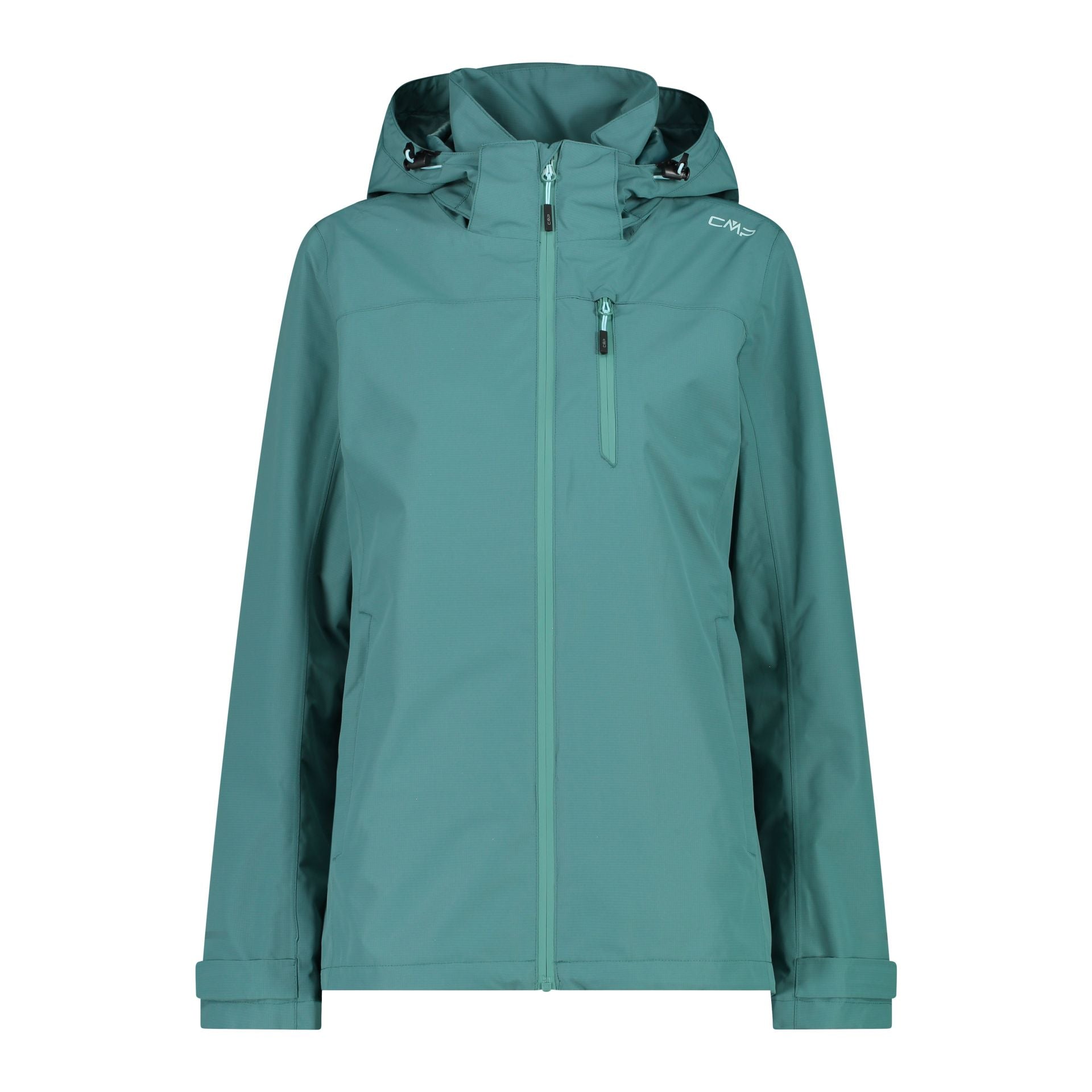 Vorderansicht Damen Ripstop Regenjacke Zip Hood in Agave