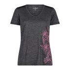 CMP Damen Shirt Light Jersey Print Shirt 39T6136 antracite meliert - pink fluo