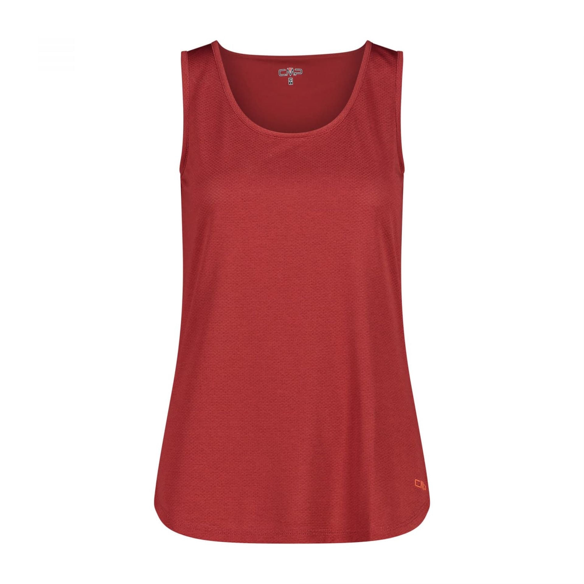 Damen Top granata – Vorderansicht mit Rundhalsausschnitt und sportlichem Schnitt