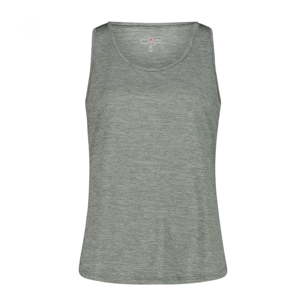 Damen Melange Top salvia – Vorderansicht mit Rundhalsausschnitt und sportlichem Schnitt