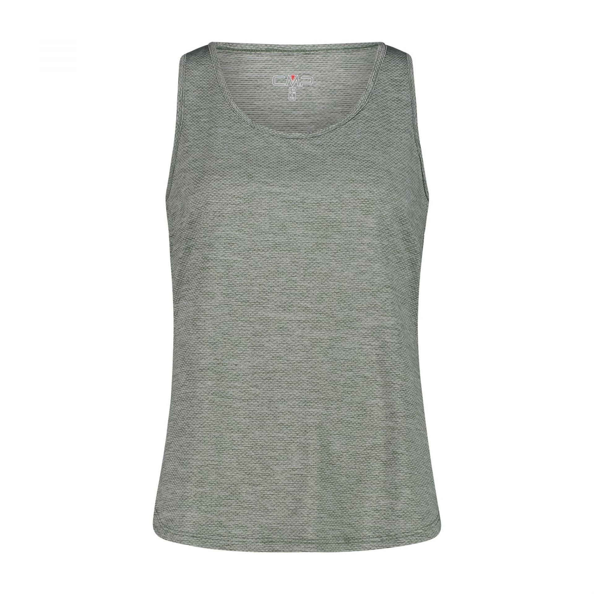 Damen Melange Top salvia – Vorderansicht mit Rundhalsausschnitt und sportlichem Schnitt