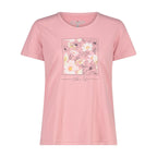 Damen T-Shirt rose mit Print und Rundhals – Vorderansicht